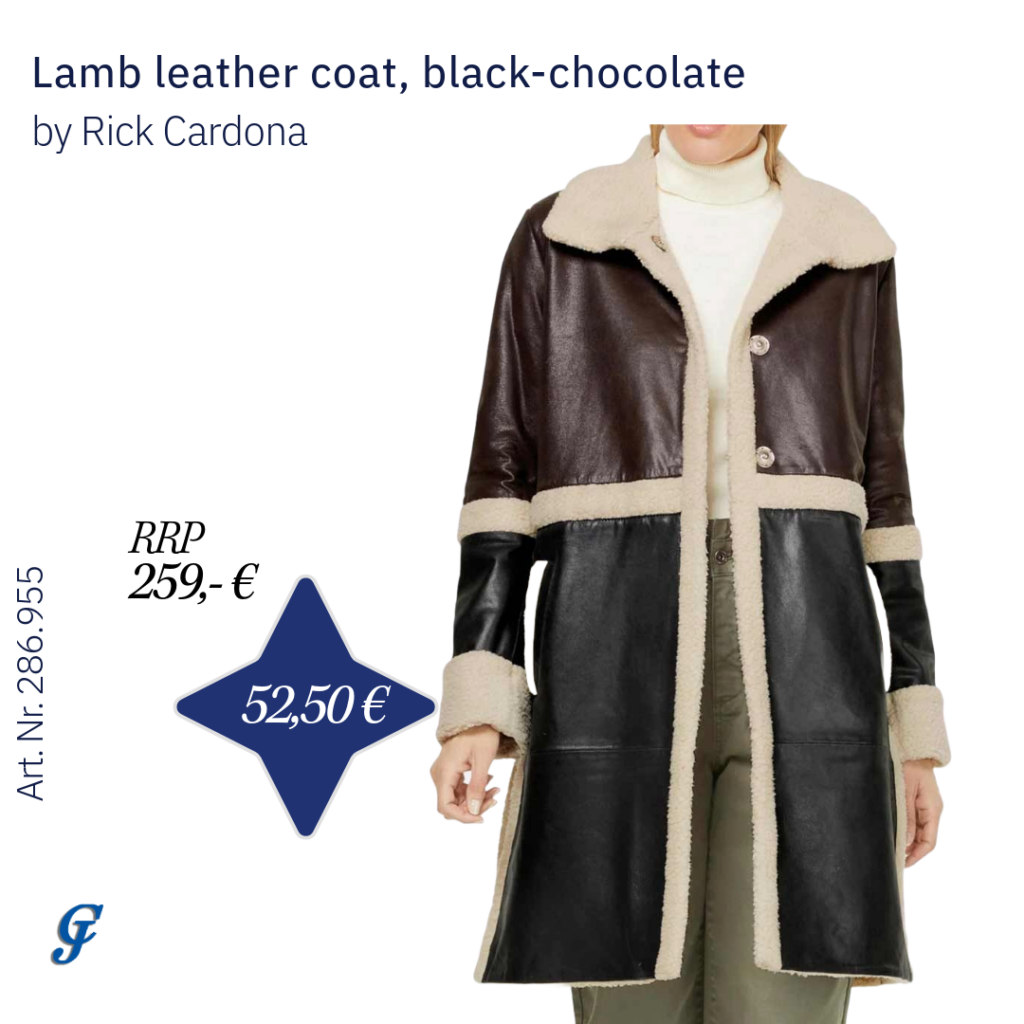 Black-chocolate lamb leather coat by Rick Cardona – Elegant wholesale leather fashion