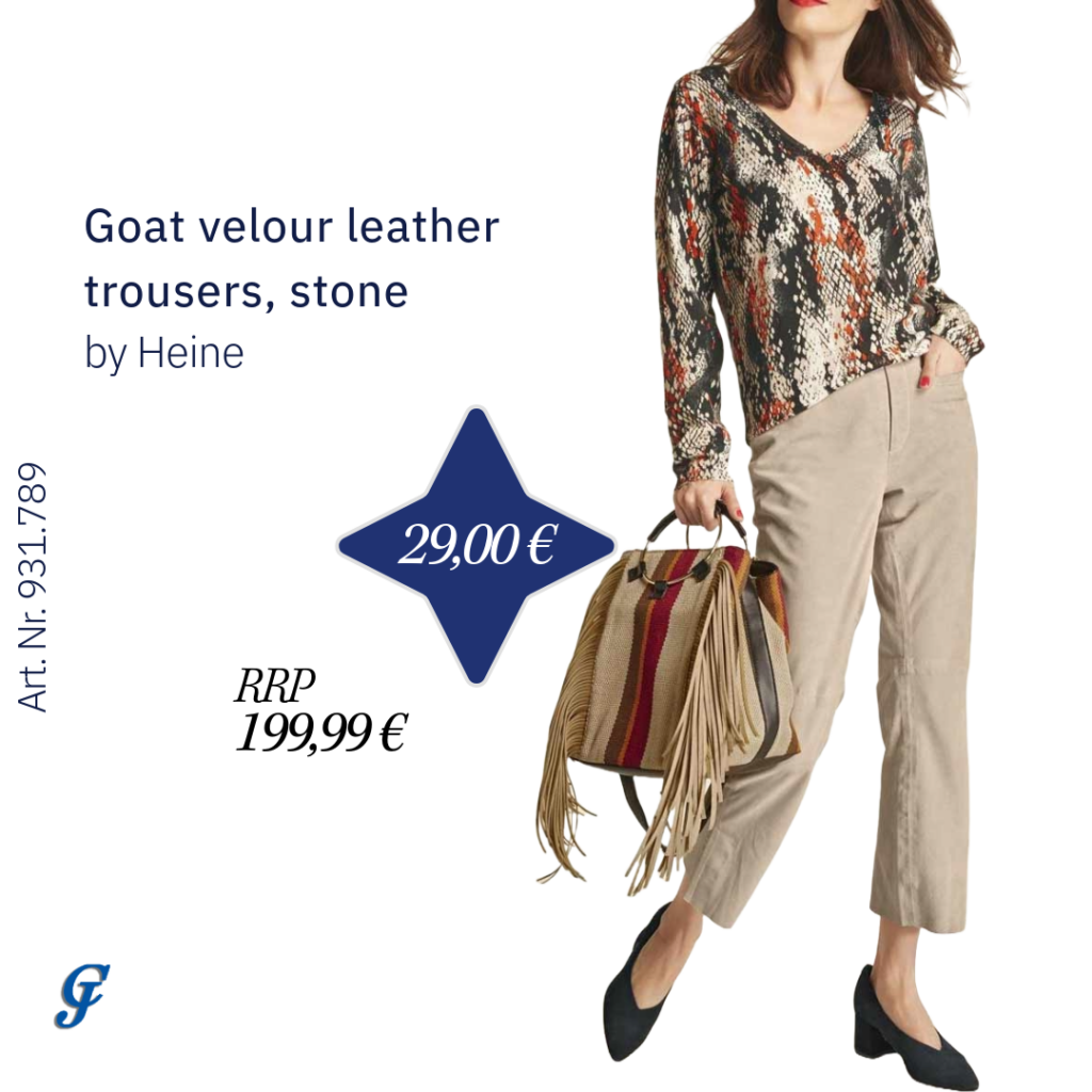 Stone goat velour leather trousers by Heine – Stylish leather clothing for wholesale retailers