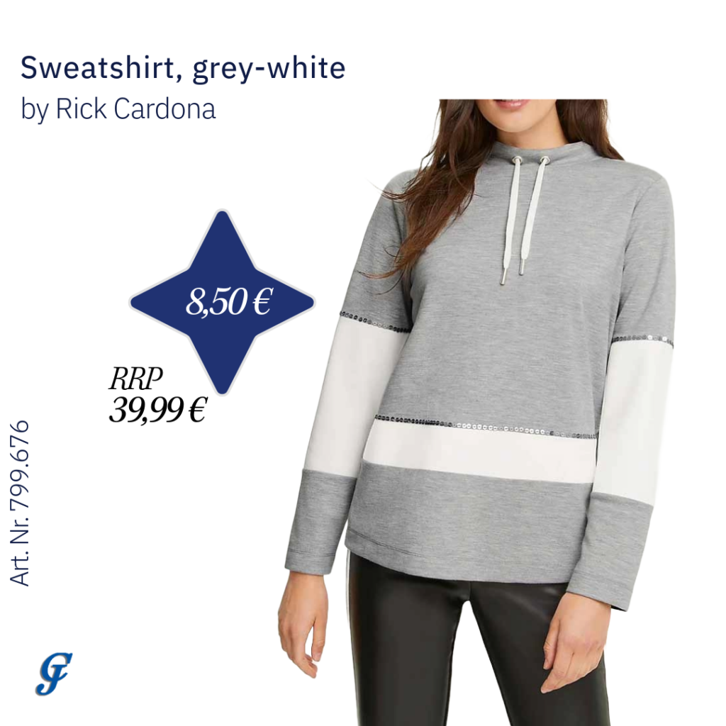 Grey-white sweatshirt by Rick Cardona – Casual wholesale women's fashion tops