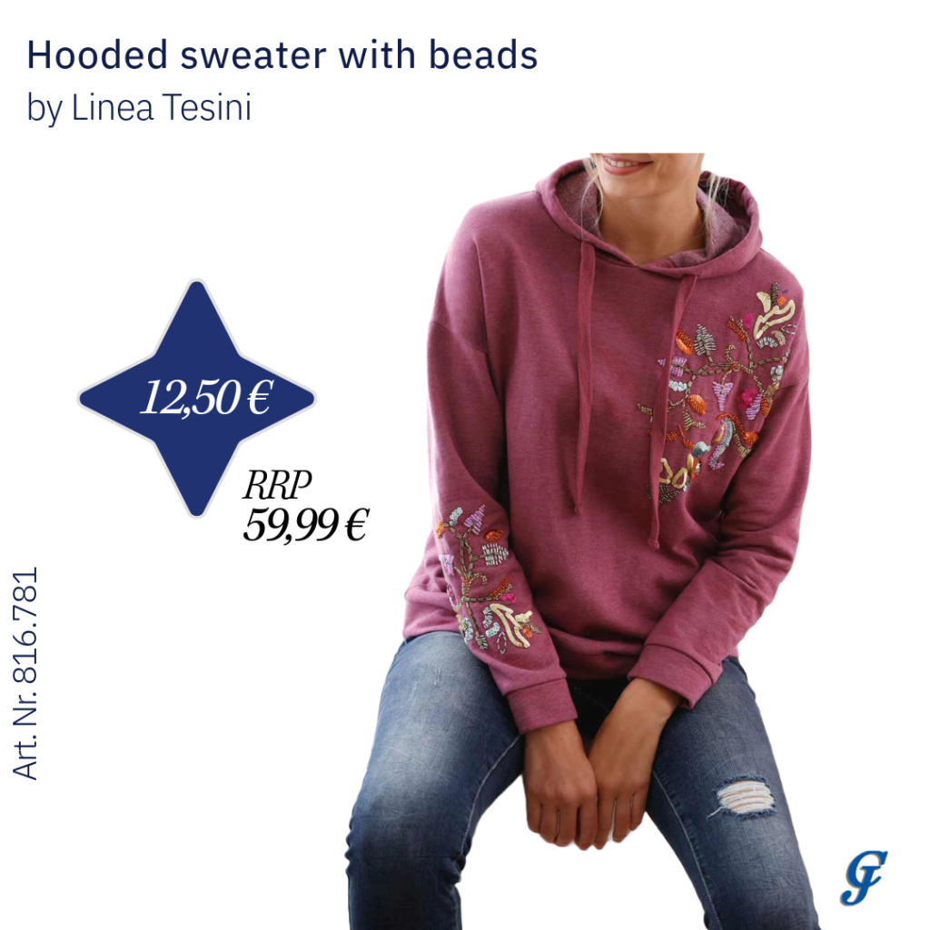 Bordeaux hooded sweater with beads by Linea Tesini – Unique wholesale women's tops