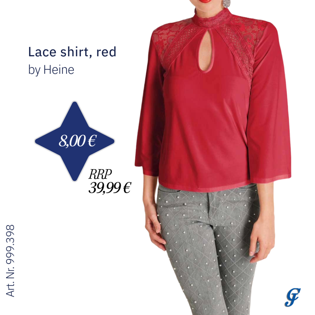 Red lace shirt by Heine – Feminine wholesale women's fashion tops