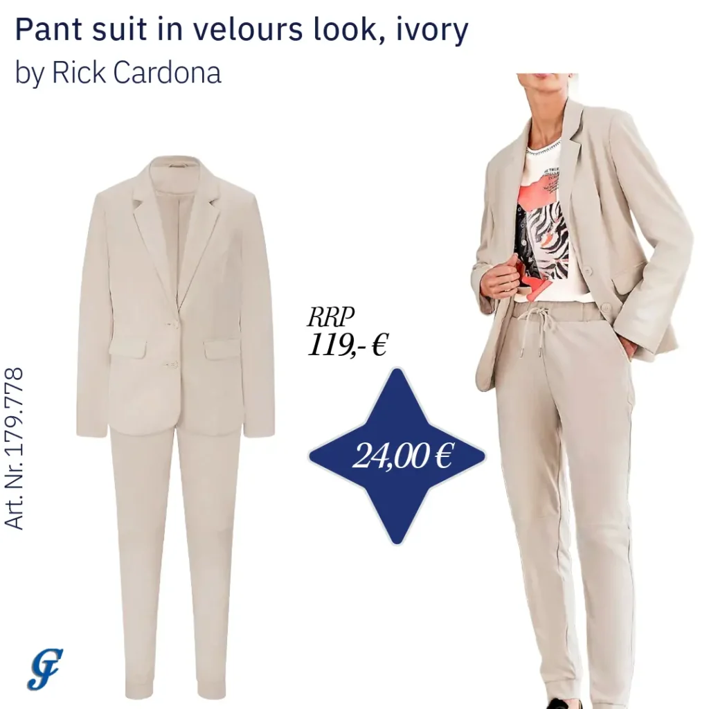 Ivory pant suit in velours look by Rick Cardona – B2B wholesale fashion