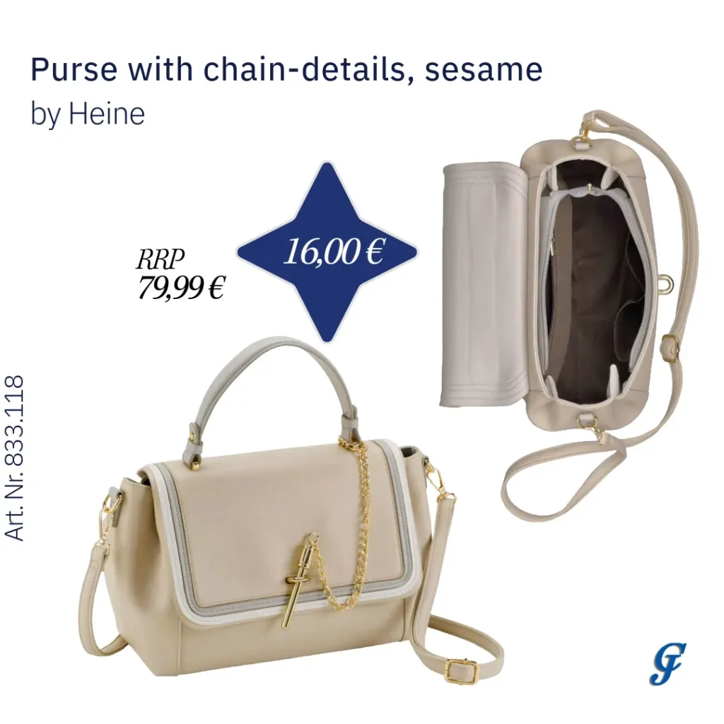 Sesame-colored purse with chain details by Heine – B2B wholesale fashion