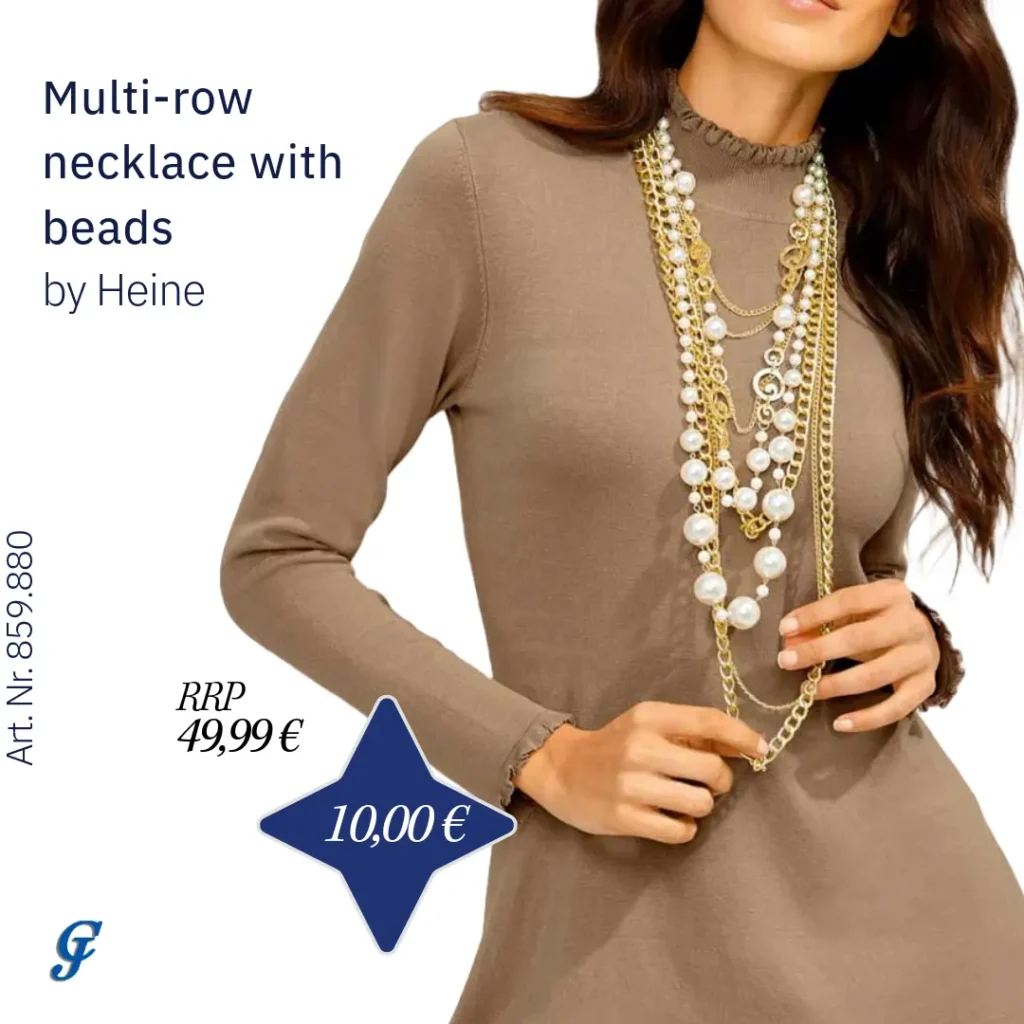 Gold-coloured multi-row necklace with beads by Heine – B2B wholesale accessories