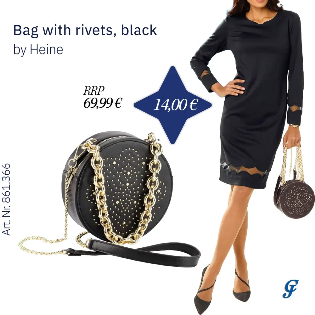 Black bag with rivets by Heine – Wholesale accessories for B2B