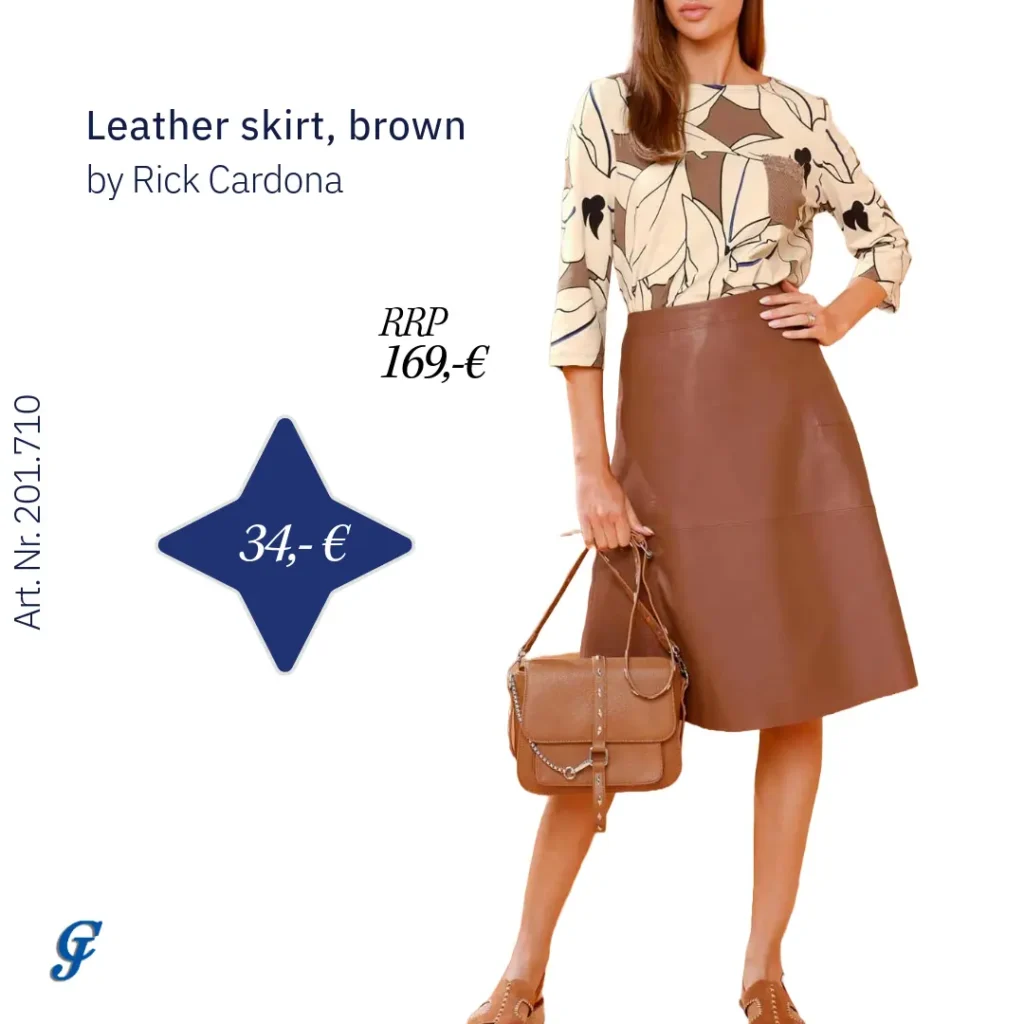 Brown leather skirt by Rick Cardona – Fashion wholesale and remnant fashion