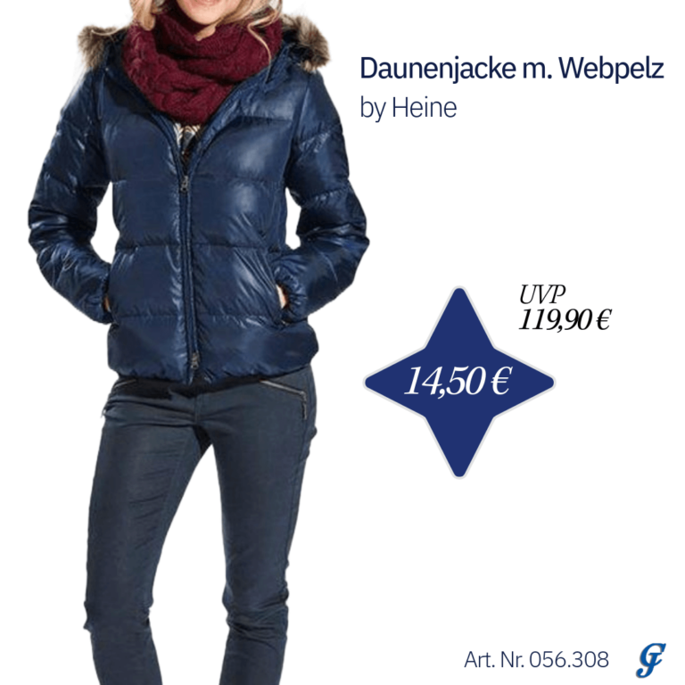 Daunenjacke mit Webpelz in Blau von Heine - Best Connections, modisch und warm für den Winter.