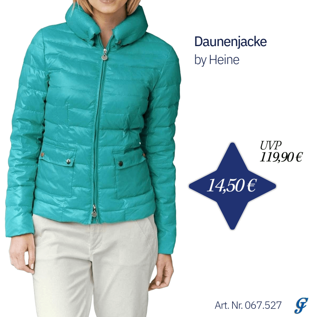 Daunenjacke in Türkis von Heine - Best Connections, perfekt für Winter und Übergangszeit.