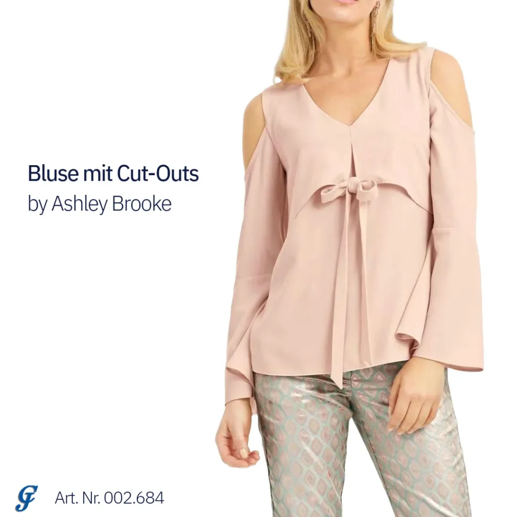 Bluse mit Cut-Outs von Ashley Brooke in Puderrosa, modisches Highlight für Damenmode.