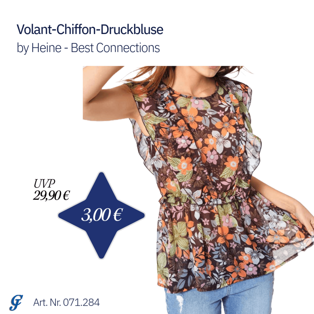 Volant-Chiffon-Druckbluse von Heine im Großhandel-Sonderangebot