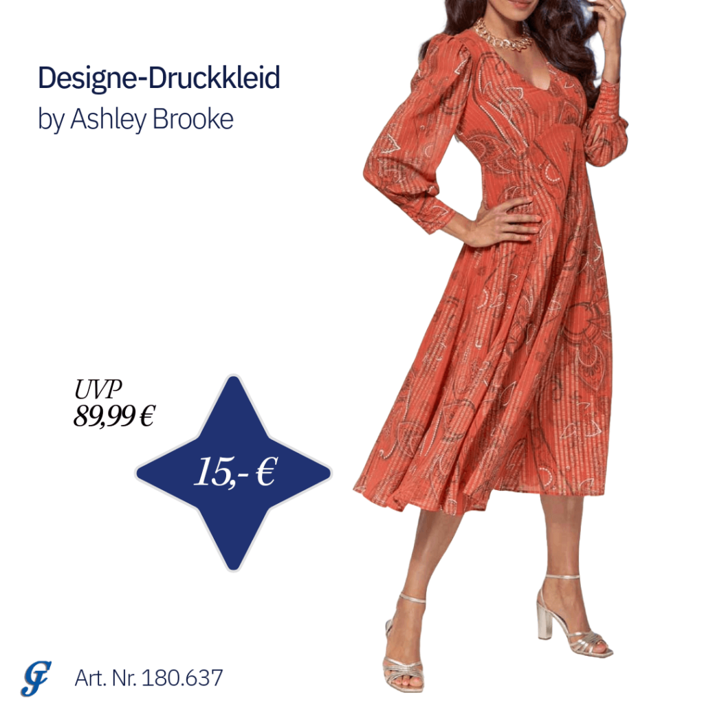 Elegantes Designer-Druckkleid von Ashley Brooke