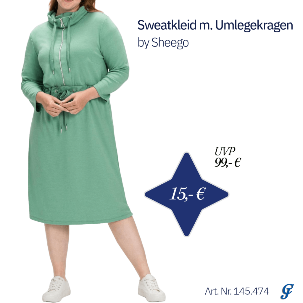 Bequemes Sweatkleid mit Umlegekragen von Sheego in großer Größe