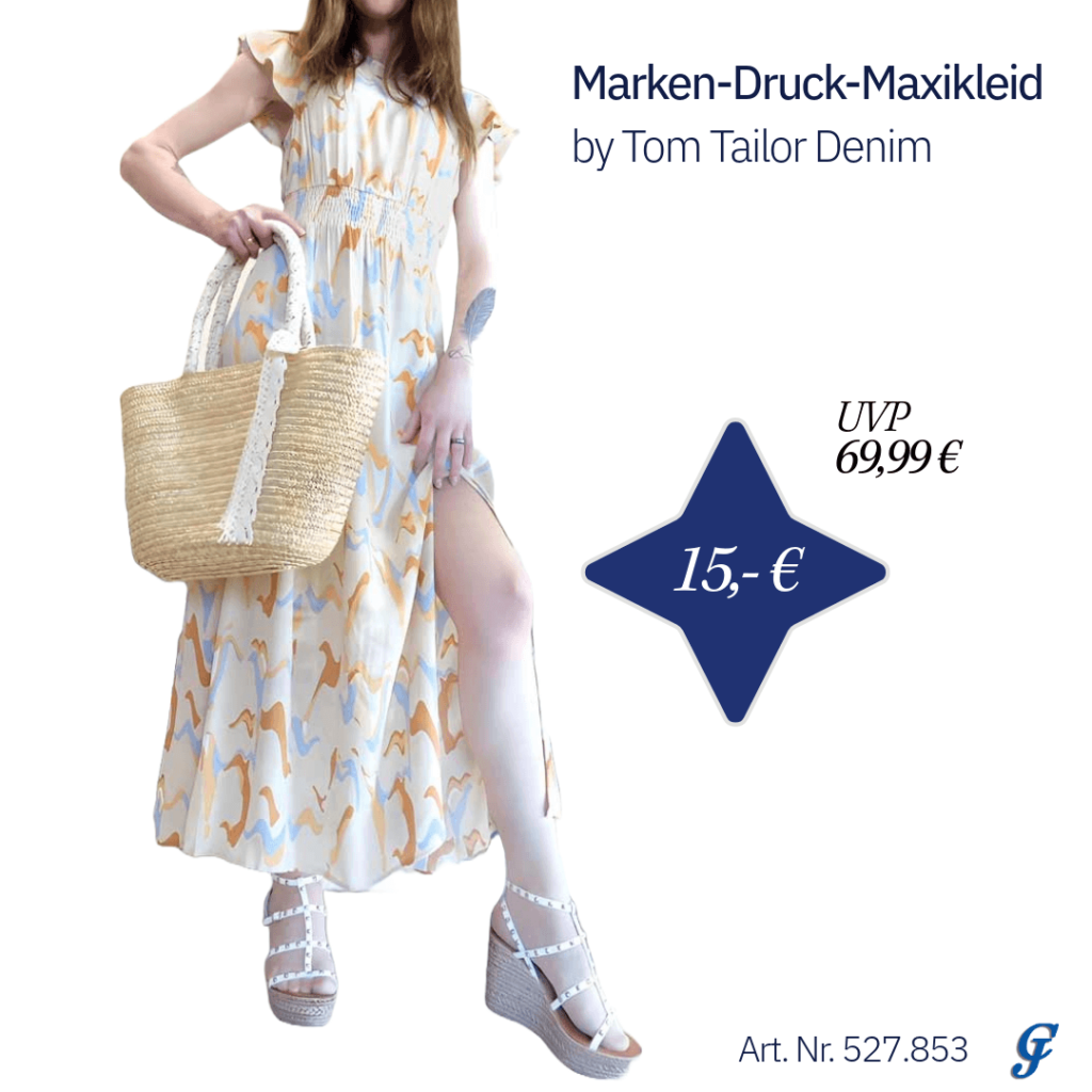 Stylisches Marken-Druck-Maxikleid von Tom Tailor Denim